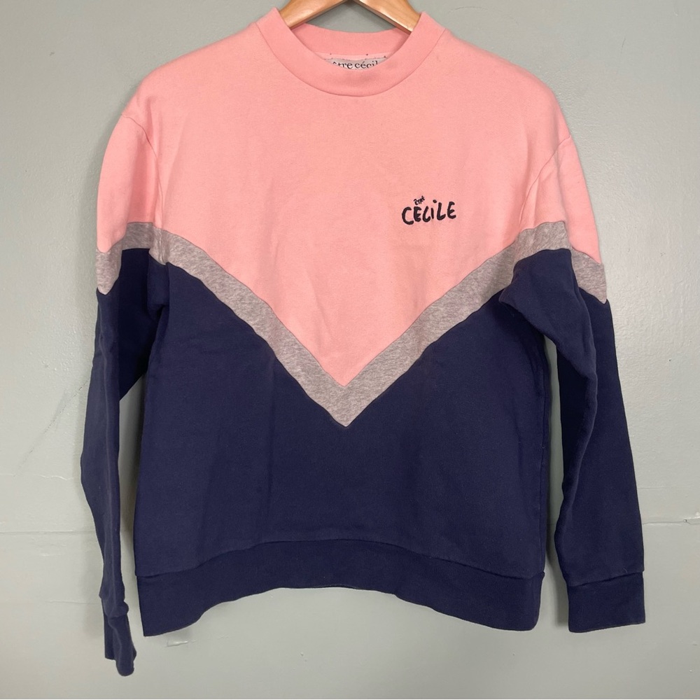 Colorblock Crewneck Sweatshirt - Pink & Navy